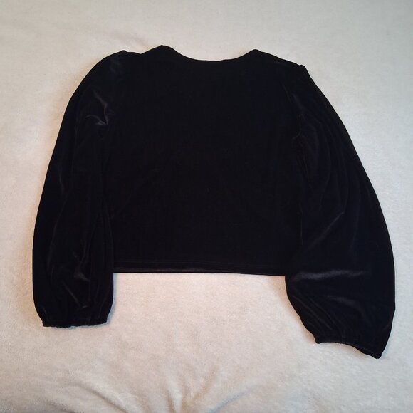 Arizona Jean Co Junior's XXL/Women's Large Black Velvet Faux Wrap Top - Picture 7 of 9